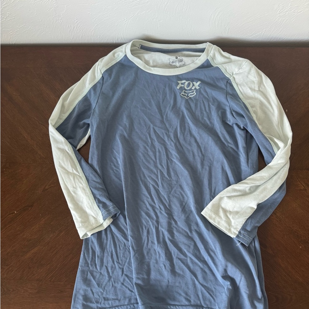 Fox Blue and White Long Sleeve Tees
